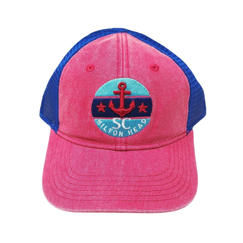 New South Carolina Hilton Head Hat Pink Blue Trucker Mesh Snapback Anchor